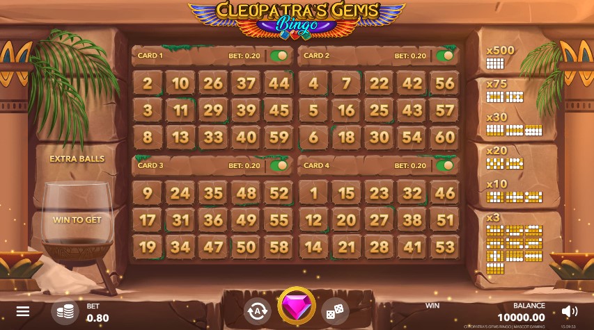 Cleopatras Gems Bingo de Mascot